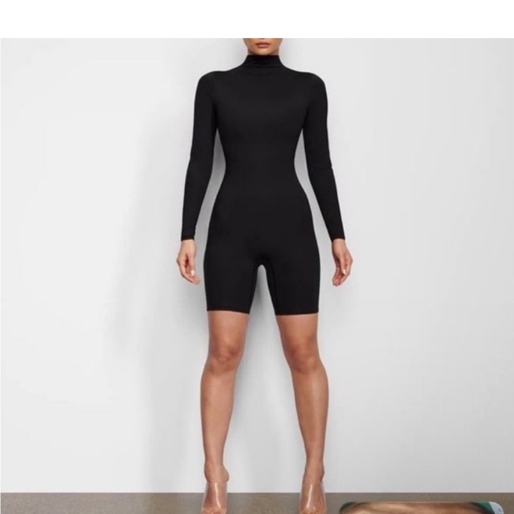 Mock neck mid length unitard